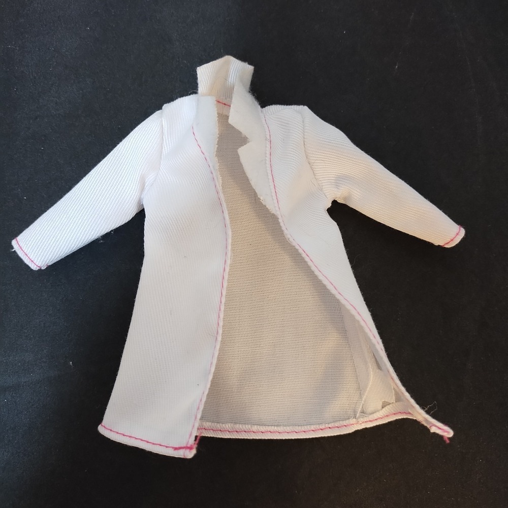 Barbie White Lab Coat Doctor DR Jacket Nurse Career Fashion‎ Pink Stitching